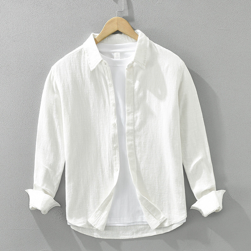 Men's Long-Sleeve Shirt with Loose Fit and Open Front