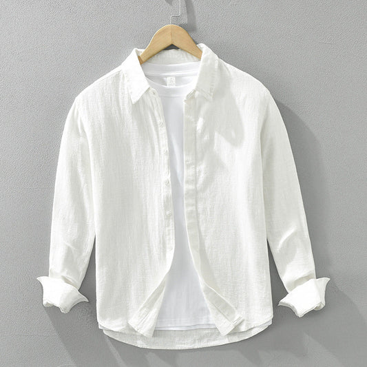 Men's Long-Sleeve Shirt with Loose Fit and Open Front