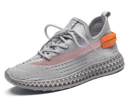 Women's wedge sneaker with rounded toe and flat shaft – knit look