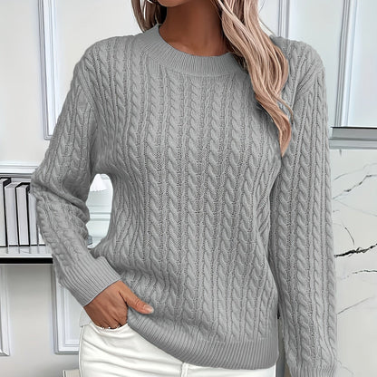 Women's autumn sweater with cable knit pattern and figure-flattering fit