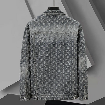 Men's jacket with jacquard pattern and tailored fit