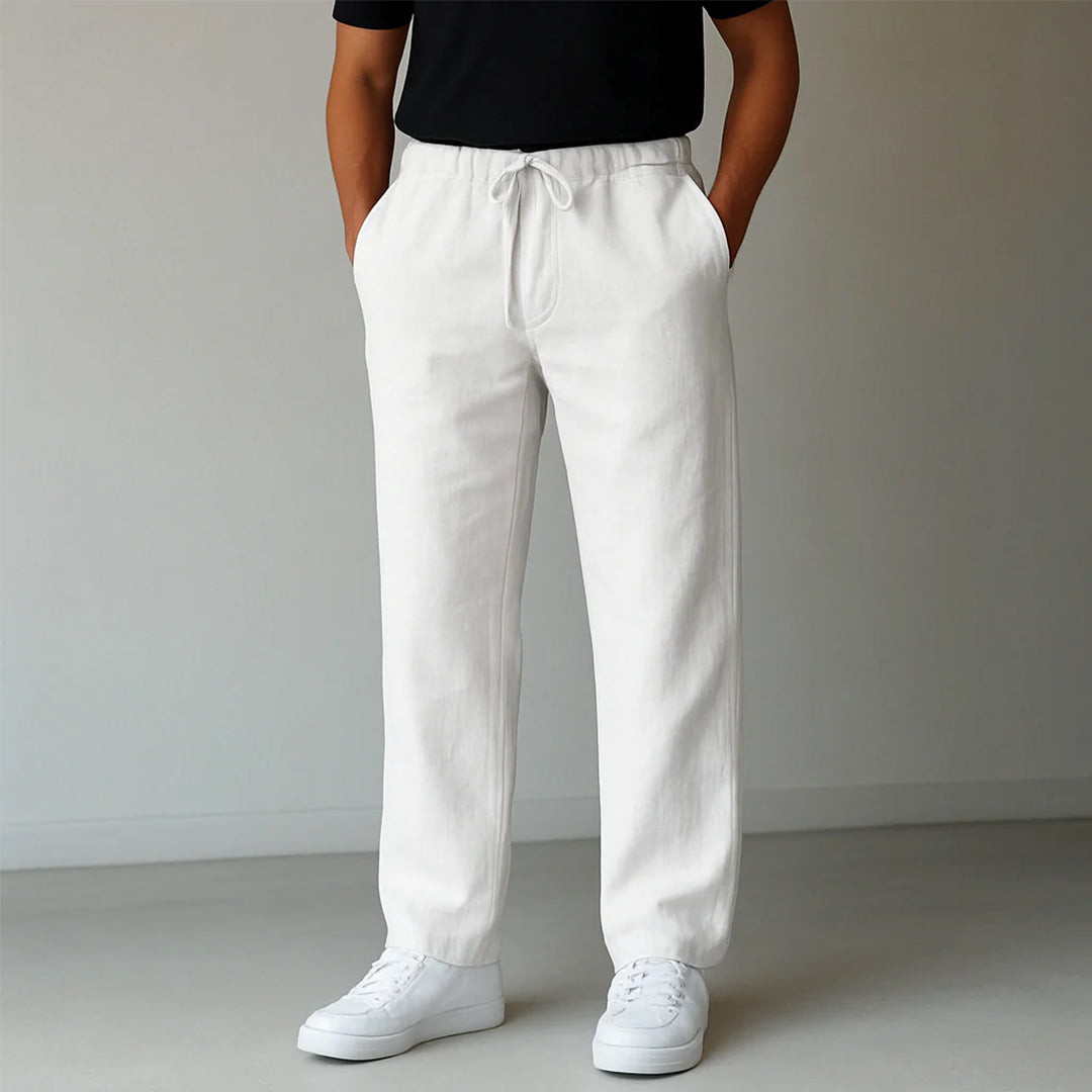 Herren Gerade Geschnittene Hose Mit Elastischem Bund Und Seitentaschen