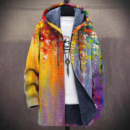 Damen Fleecejacke Mit Künstlerischem Print Für Den Herbst