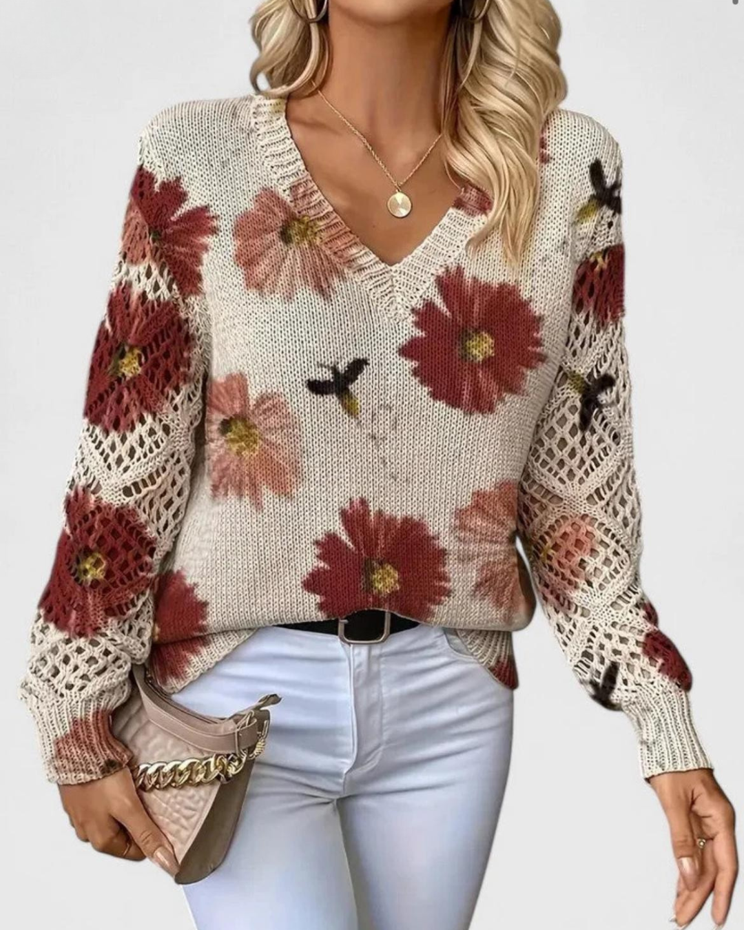 Damen Pullover Mit Durchbrochenen Ärmeln Und Weicher Struktur