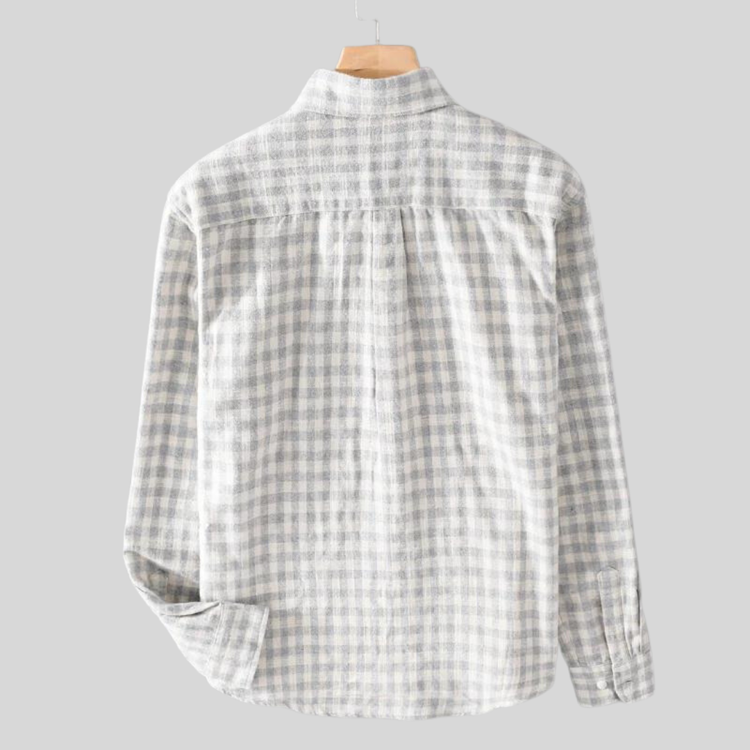 Herren Shirt Langarm Kariertes Muster Button-Up