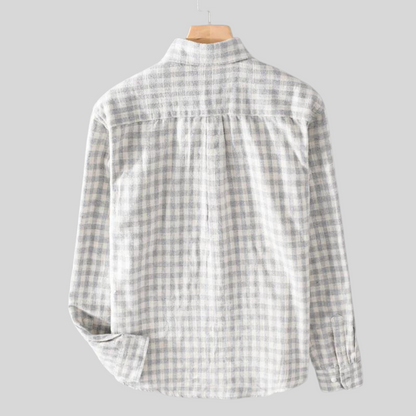Herren Shirt Langarm Kariertes Muster Button-Up