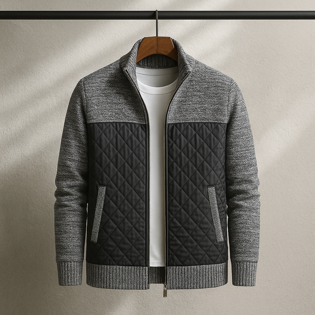 Herren Steppjacke Baumwollstrickärmel Gerippter Saum