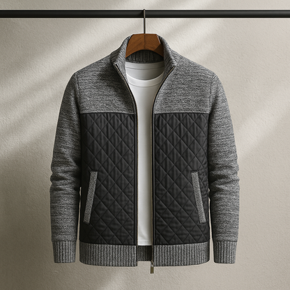 Herren Steppjacke Baumwollstrickärmel Gerippter Saum