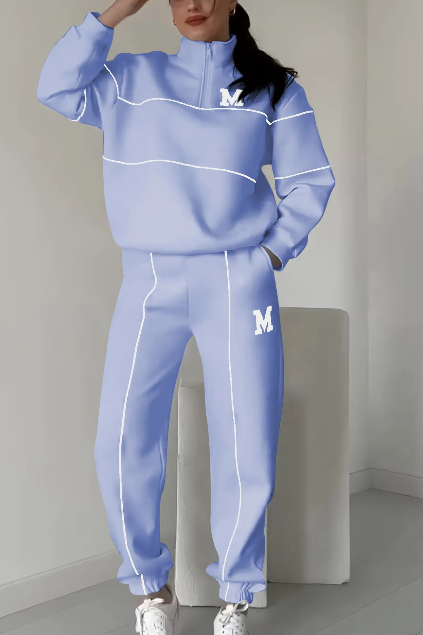 Men's Two-Piece Lounge Set with Long Sleeve Top and Relax Pants