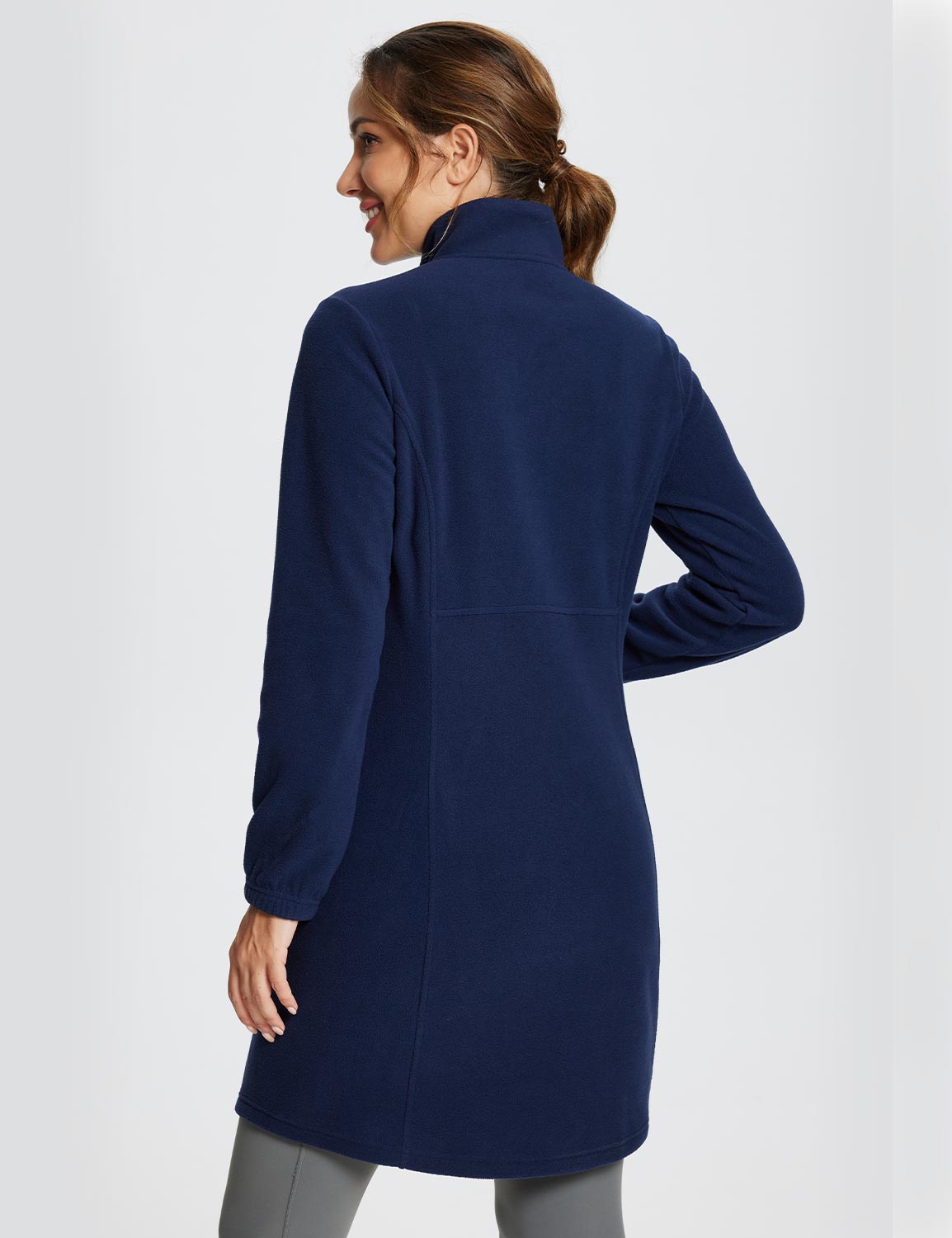 Women's Winter Tunic Dress with Quarter Zipper, High Collar, and Kangaroo Pocket