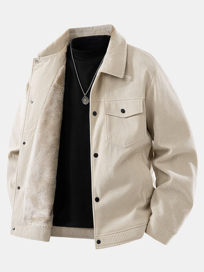 Men&#39;s autumn jacket with lining and snap button closure