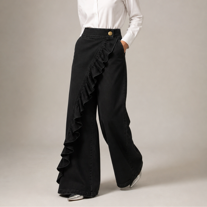 Damen Hosenrock mit Hohem Bund und Volants
