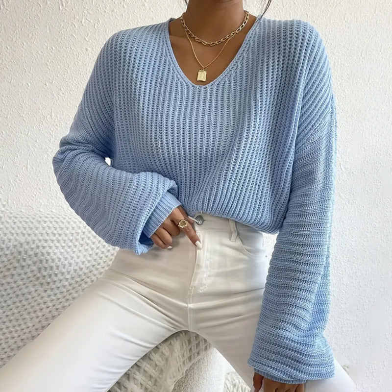 Kurz Geschnittener Pullover Mit V Ausschnitt