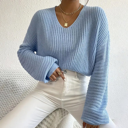 Kurz Geschnittener Pullover Mit V Ausschnitt