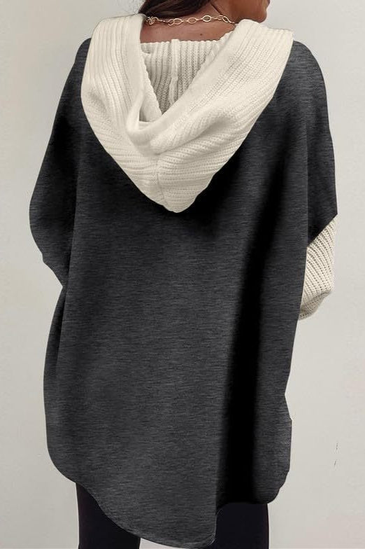 Damen-Hoodie mit gerippten Ärmeln und vielseitigem Longline-Schnitt