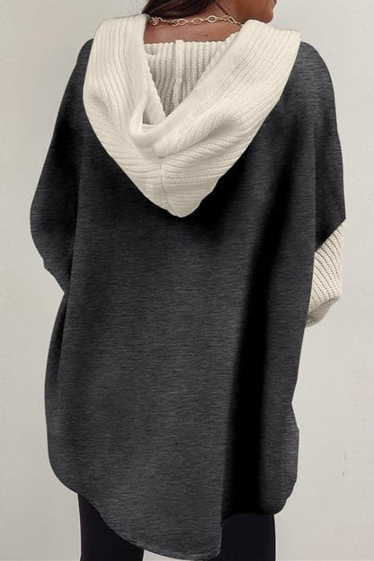 Damen-Hoodie mit gerippten Ärmeln und vielseitigem Longline-Schnitt