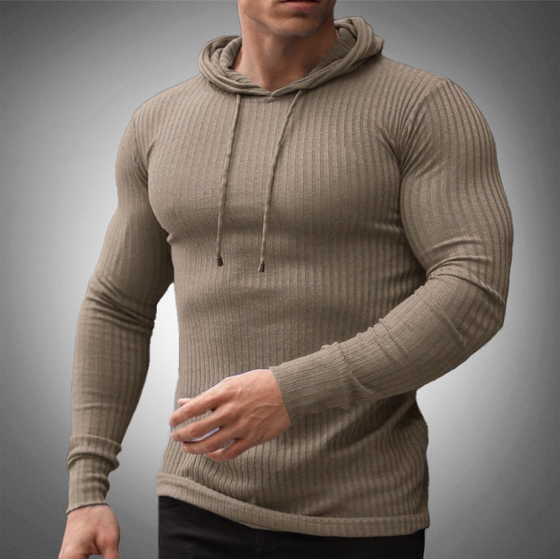 Herren Strickpullover mit Kapuze und Slim-Fit-Design