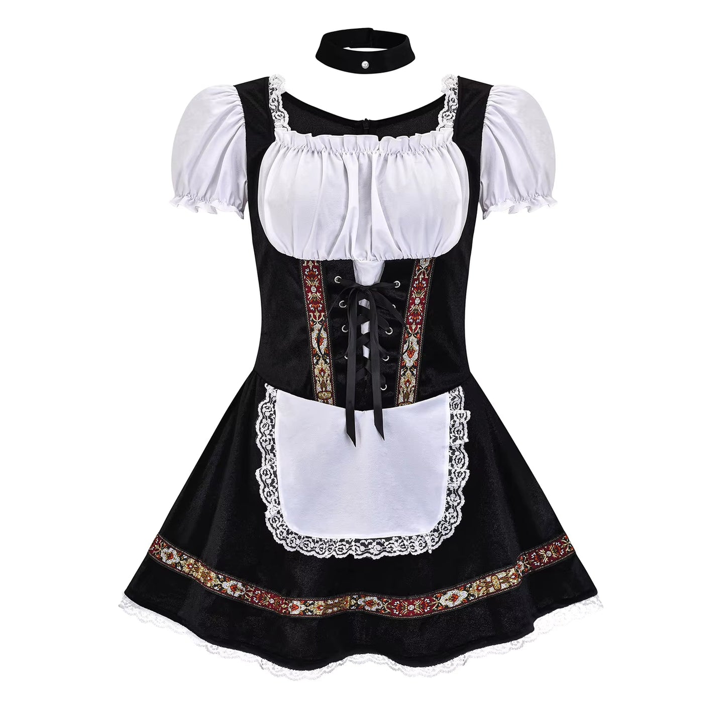 Damen Dirndlkleid Mit Schnürmieder Und Puffärmeln