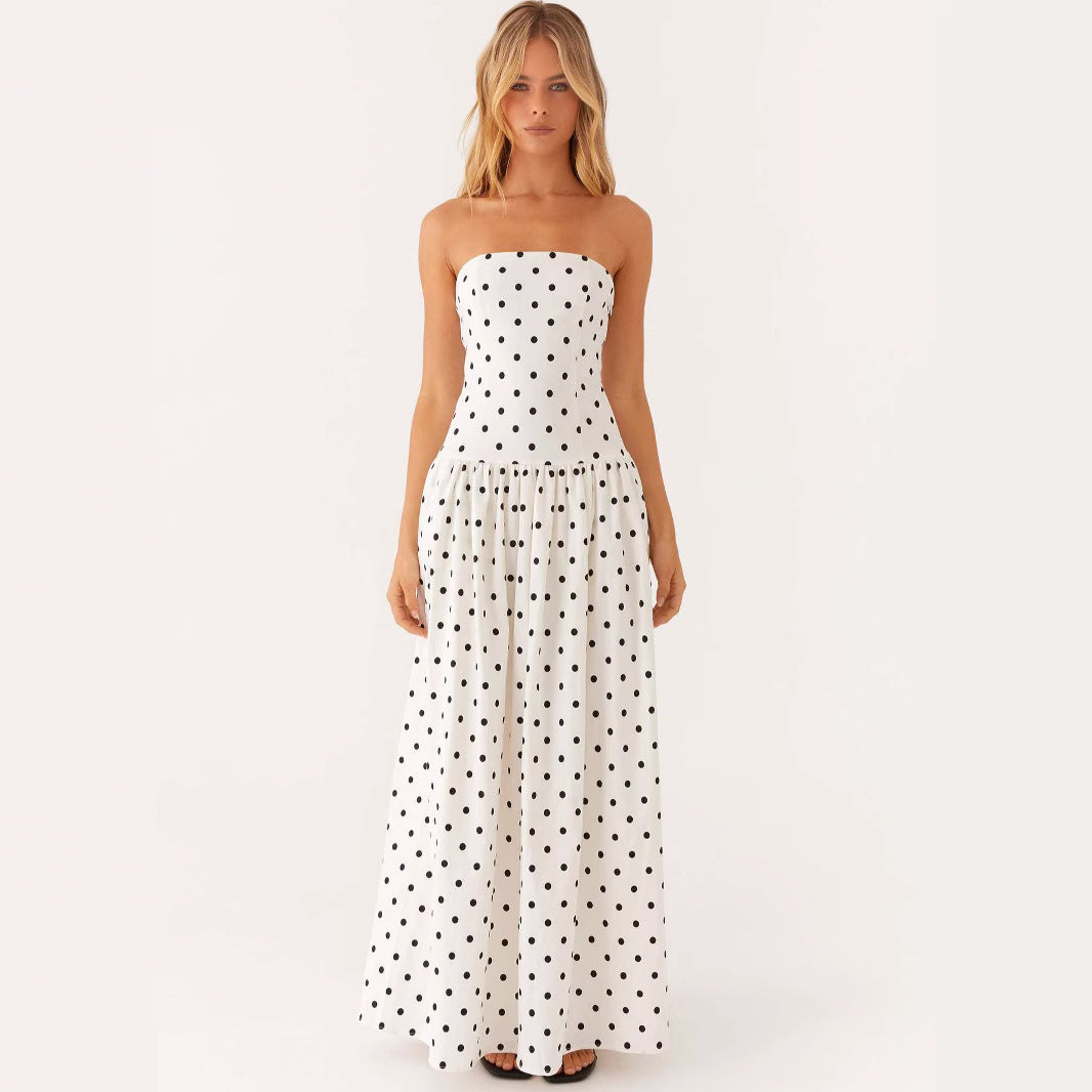 Damen Trägerloses Maxikleid mit Print und Schlanker Passform