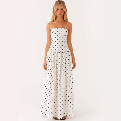 Damen Trägerloses Maxikleid mit Print und Schlanker Passform