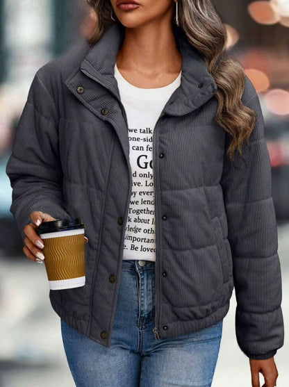 Women's jacket with long sleeves and turtleneck – cotton blend style