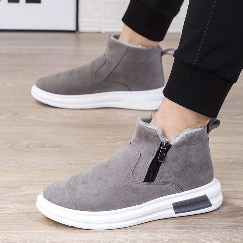 Herren Winterstiefeletten mit Seitlichem Reißverschluss und Flacher Gummisohle