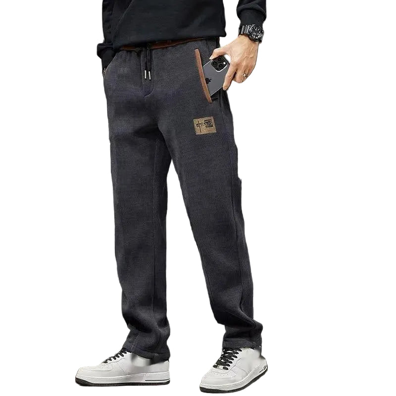 Herren-Cordhose Im Geraden Stil, Lockere Passform, Mittelhoher Bund