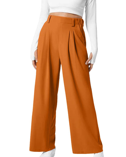 Women's pants with elastic waistband, waffle knit, and wide leg