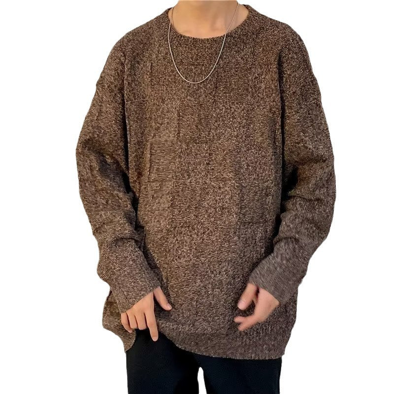 Herren Winter Pullover Rautenmuster Langarm Lockerer Schnitt – Woll-Mischung