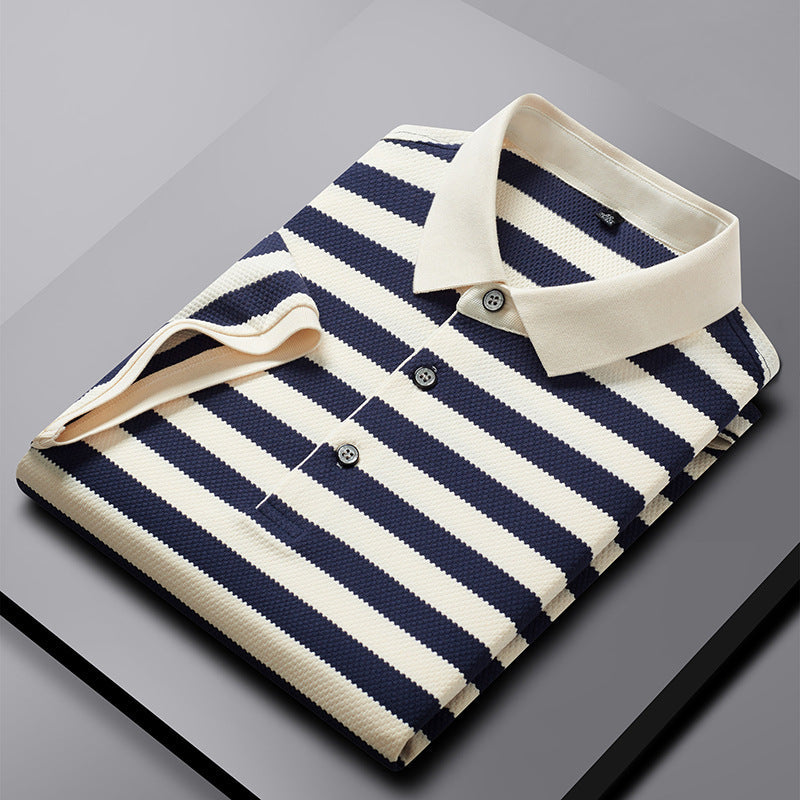 Men's Striped Short-Sleeve Round-Neck Shirt