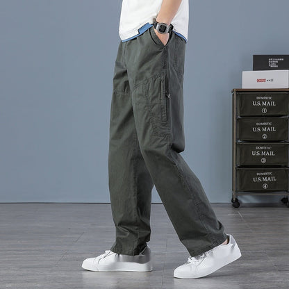 Herren Overgreen Cargohose Mit Mehreren Taschen Und Kordelzug, Lockere Passform