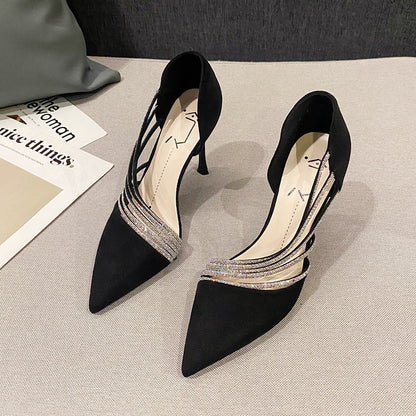 Damen-Sommer-Stiletto-Pumps Mit Spitzer Zehenpartie Und Strasssteinen