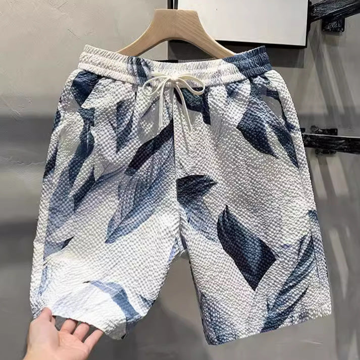 Herren-Strandhose, Gerader Schnitt, Gestreift, Bügelfrei, Lockeres Design