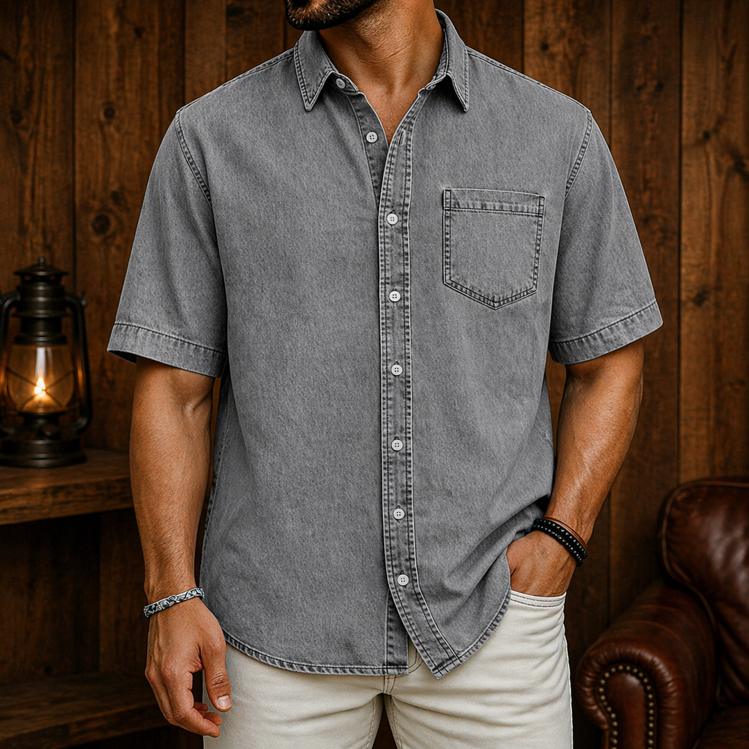 Herren Kurzarm Hemd mit Knopfleiste – Relaxed Fit