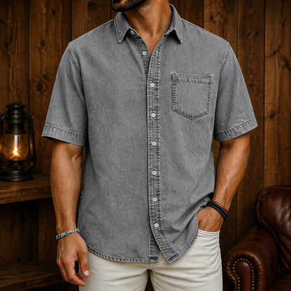 Herren Kurzarm Hemd mit Knopfleiste – Relaxed Fit