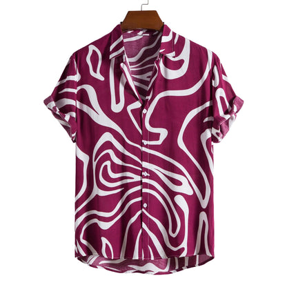 Herren Plus Sommer Kurzarm-Cardigan Mit Geometrischem Print, Grün, Hellgrün