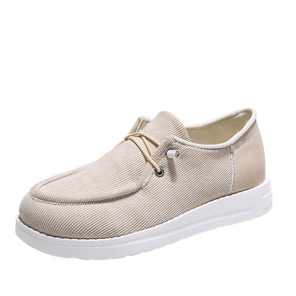 Women's Flat Walking Shoes with Elastic Band and Round Toe