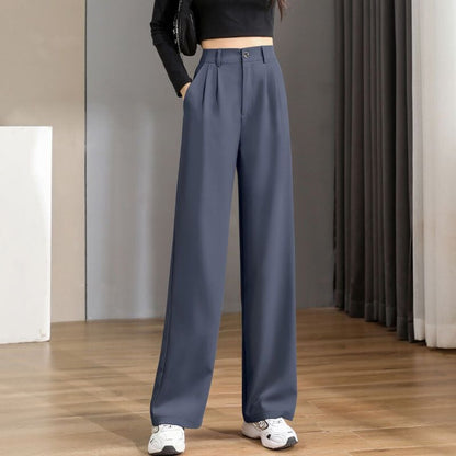 Damen-Hose mit geradem Bein und hohem Bund