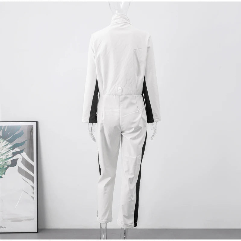 Damen Winter Skianzug Mit Reißverschluss Und High-Waist-Hose