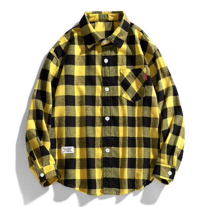 Men's Shirt Checked Long Sleeve Loose Fit Button-Down