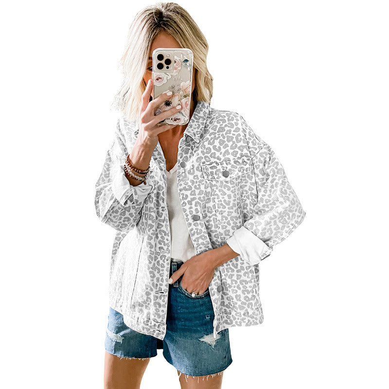 Damenmantel aus Denim-Mix mit langen Ärmeln, Schleifen-Detail und lockerem Schnitt