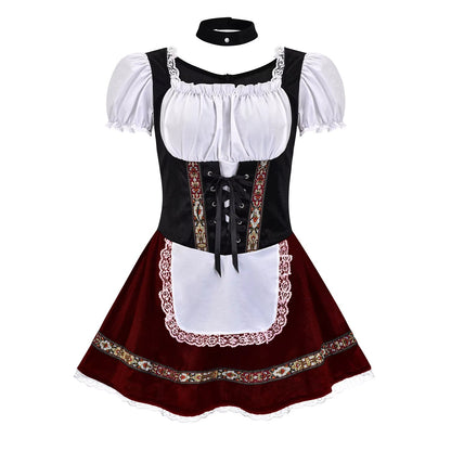 Damen Dirndlkleid Mit Schnürmieder Und Puffärmeln