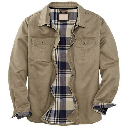 Men's Mid-Length Spring Jacket Long Sleeve Stand Collar Patch Pockets – Cotton Blend
