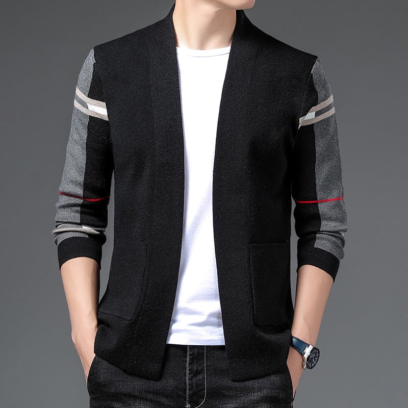 Herren Winter Strickpullover Schmale Passform Langarm – Woll-Mischung