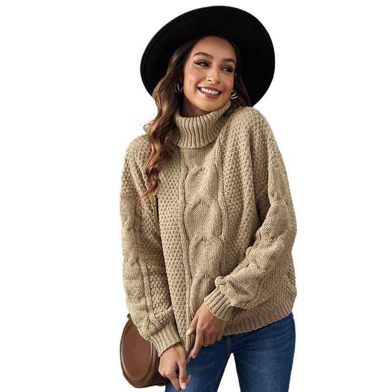 Women's Winter High-Neck Sweater Solid Color Long Sleeve