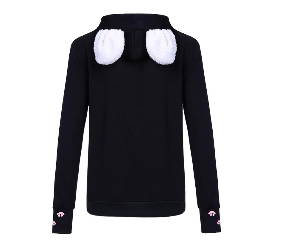 Damen-Pullover-Hoodie mit Katzen-Print und langen Ärmeln