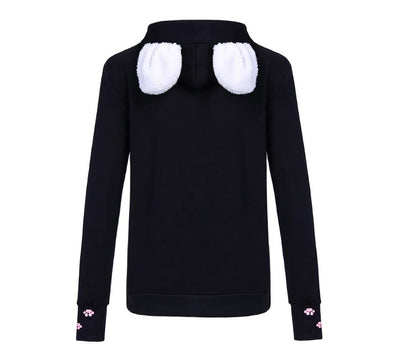 Damen-Pullover-Hoodie mit Katzen-Print und langen Ärmeln