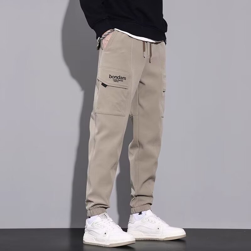 Men's Autumn Sport Jogging Pants Slim Fit Loose Drawstring Mid Waist Microelastic Straight Leg