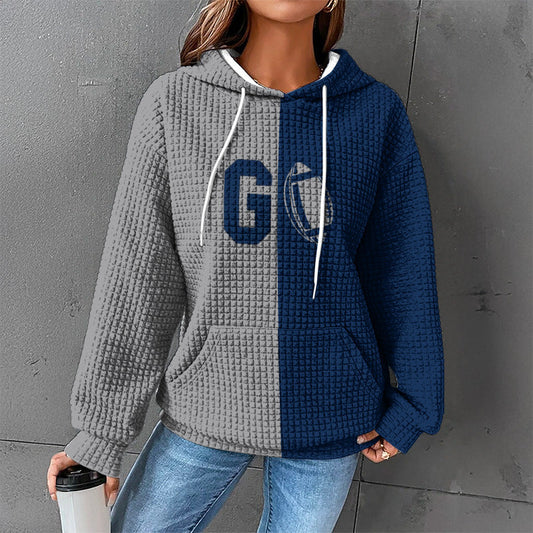 Damen Kapuzenpullover aus Waffelstrick mit Fronttasche