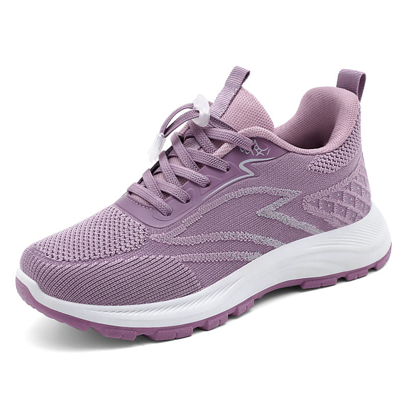Damen Walking Sportschuhe mit runder Spitze – Strick Look